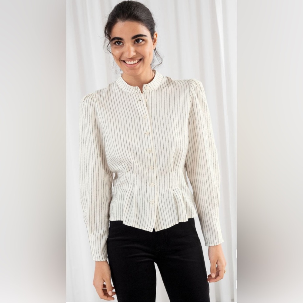 & Other Stories Cream Striped Blouse